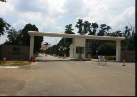 Entrance gate and guardhouse at Palm Resort & Country Club, Senai, during the renovation